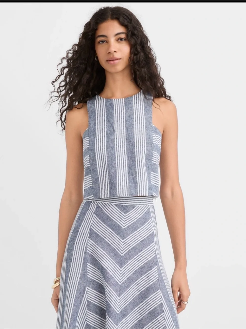 NWT! LOFT Striped Linen Cotton Shell - Picture 2 of 10